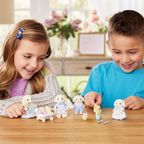 Calico Critters: Flora Rabbit Family (5pc) Posable Flocked Collectible Figurines - Image 4