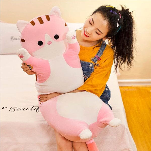Long Animal Plush Toy Styles (3FT Long!) | Pink Tabby Cat - Image 4