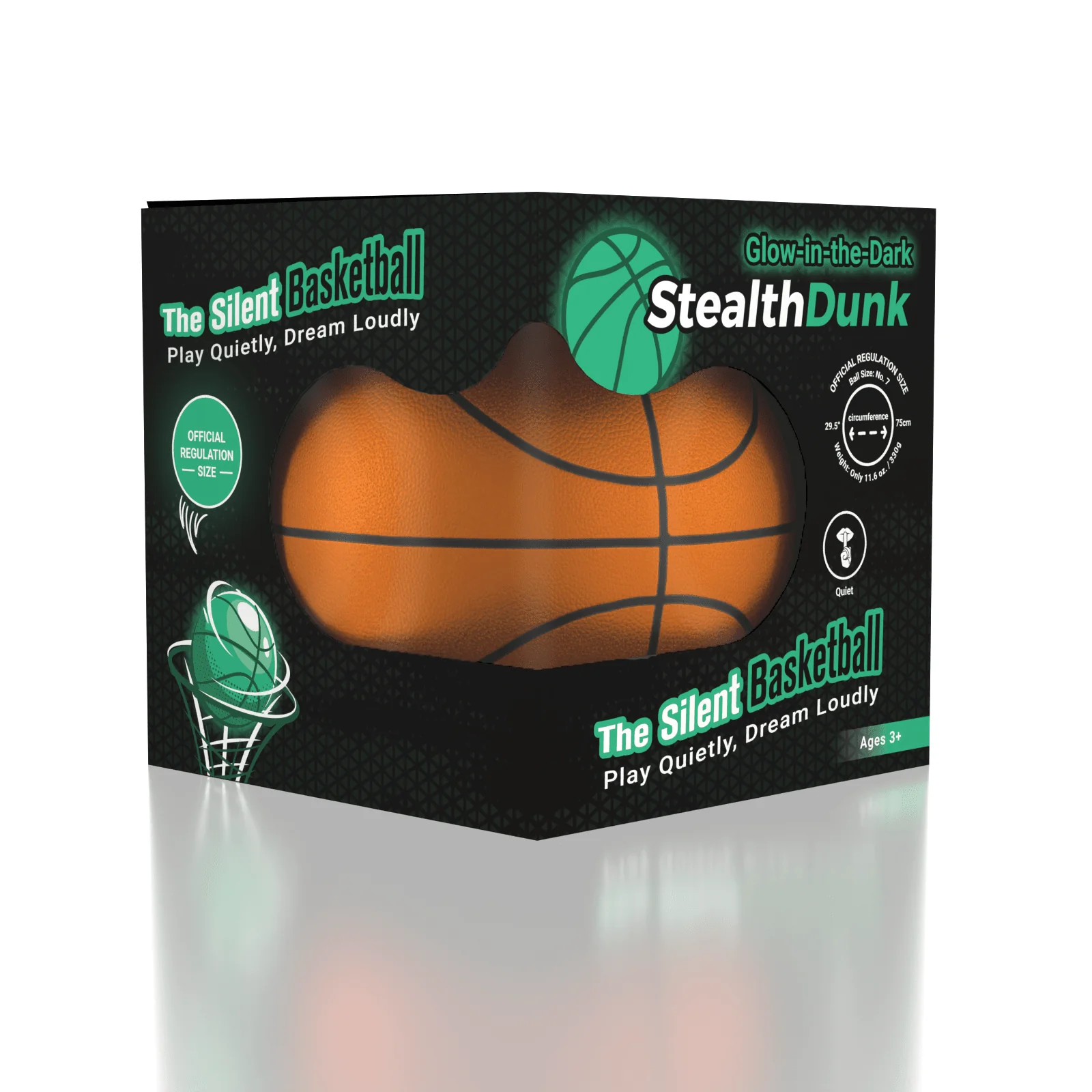 StealthDunk Glow-in-the-Dark Silent Basketball No. 7 Full Size